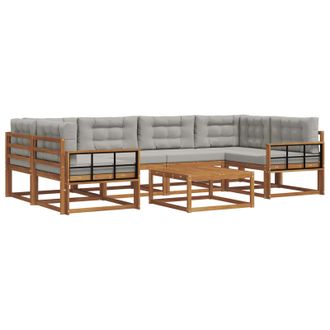vidaXL Conjunto De Sof&aacute;s De Exterior 7 Pcs Gris Natural Y Claro Vidaxl