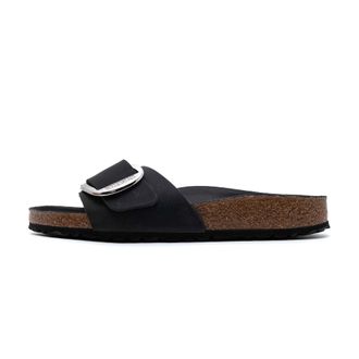 Birkenstock Womens Madrid Big Buckle Slipper - Black Leather - Size UK 8