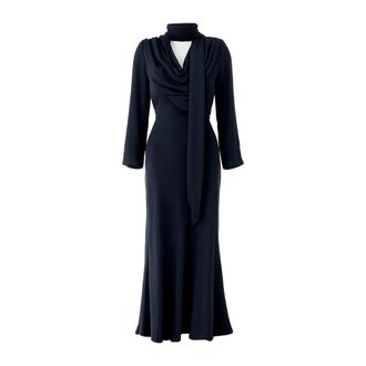 Rotate Rotate Birger Christensen - Lange Mouw Col Maxi Jurk - Dames - Jurken - Blauw - Maat: XS