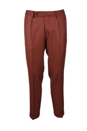 Michael Coal Tailored Brown Trousers With Classic Cut And Pressed Creases