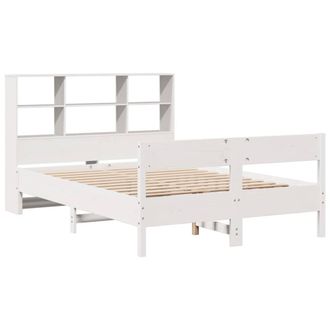 Berkfield Home Decorative Bookcase Bed without Mattress White 160x200cm Solid Wo | Size: 160x200 cm