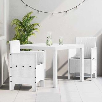 vidaXL Conjunto De Comedor De Jard&iacute;n 3 Pcs Blanco Ratan Polt Vidaxl