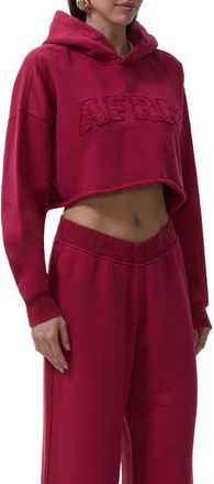 AFRM Darius Crop Cotton Hoodie in Rio Red at Nordstrom, Size X-Large