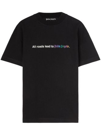 Palm Angels T-shirt met logoprint - Zwart