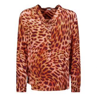 Stella McCartney Blouses, female, Multicolor, XS, Shirt Cheetah Print Silk Cdc