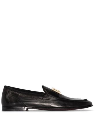 Dolce & Gabbana Interlocking DG-plaque leather loafers - Black