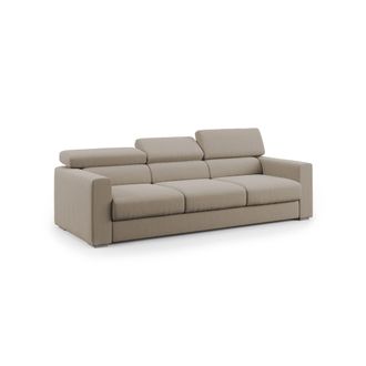 Divani.Store Dylan Sof&aacute; De 3 Plazas Con Pouf Extra&iacute;ble En Tejido Efecto Algod&oacute;n Impermeable 240 Cm Beige