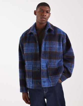 Asos Giacca oversize blu a quadri effetto lana