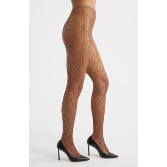 High Heel Jungle Madame Web Tights in Mocha Brown at Nordstrom