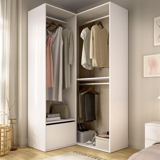 Dmora Armario Grande Evansdale, Modular Para Dormitorio, 4 Estantes, Barra Para Ropa, 105x205h Cm Blanco