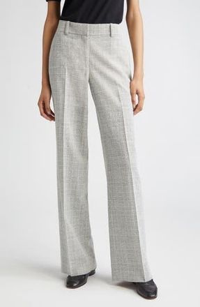 Lafayette 148 New York Sullivan Glen Plaid Wool Blend Boucl&eacute; Wide Leg Pants in Black Multi at Nordstrom Rack