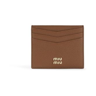 Miu Miu Calf Leather Card Case - female - Miu Miu - Wallets & Cardholders - Brown - ONE SIZE - Accessories