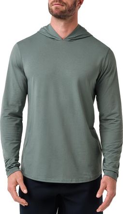 Travis Mathew The Heater Series Hooded Long Sleeve Performance Jersey T-Shirt in Balsam Green at Nordstrom, Size X-Large