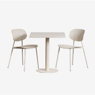 Sklum Set De Mesa Cuadrada 70x70 Cm Mizzi Y 2 Sillas De Jard&iacute;n En Polipropileno Y Hierro Tupah Sklum