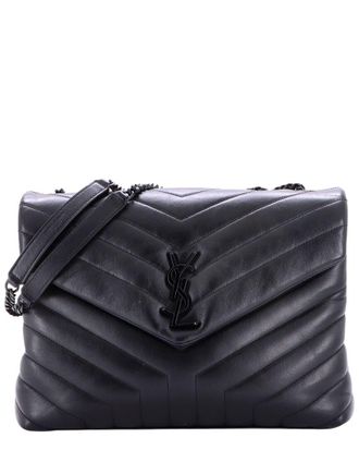 Saint Laurent Black Matelasse Chevron Leather Loulou Shoulder Bag Medium (Authentic Pre-Loved)
