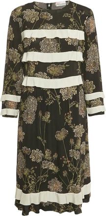 Valentino Abito a fiori con ruches - Nero