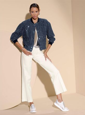 Cr&eacute;ation L Jackenblazer CREATION L Jeans-Blouson, Damen, Gr. 36, dunkelblau, 100% Baumwolle, Besatz:95% Baumwolle, 5% Elasthan, Blazer Jackenblazer