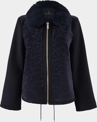 Gorski Wool Jacket with Shearling Front and Collar