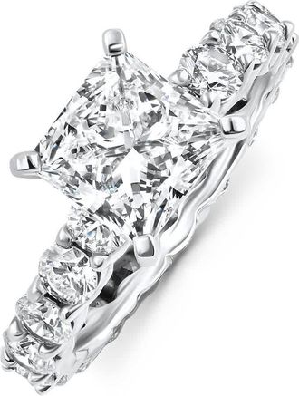 Pompeii3 Certified 4 1/2Ct Radiant Cut Diamond Engagement Ring 14k Gold Lab Grown