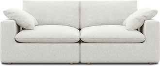 Castlery Customized White Performance Boucle 3 Seater Sofa | Dawson by Castlery, Grey, Feather-Filled, Machine Washable Covers, Modular Build