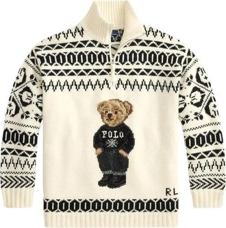 Ralph Lauren Fair Isle Quarter-Zip Trui - Dames - Coltruien - Beige - S - Wol - Truien & Vesten
