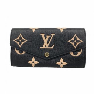 Louis Vuitton Beige Black Long Wallet (Bi-Fold) (Pre-Owned)