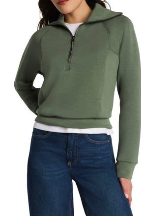 Spanx AirEssentials Half Zip Sweatshirt in Eucalyptus at Nordstrom, Size X-Large