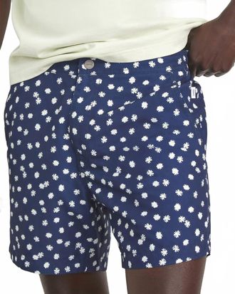 Onia Calder Micro Daisies Swim Trunks In Deep Navy