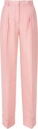 Andamane Roze Linnenmix Broek - Dames - Straight fit broeken - Roze - L - Linnen - Broeken