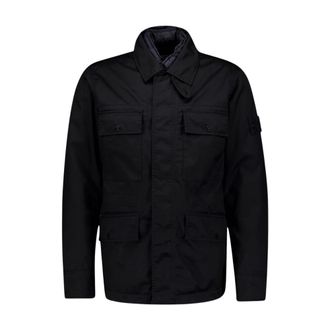 Stone Island Zwarte Ghost Wollen Jas - Heren - Gewatteerde jassen - Zwart - XL - Wol - Jassen