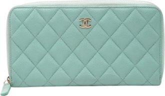 Chanel Pre-owned Wallets, female, Blue, Size: ONE SIZE Pre-owned Zip-Around Wallet