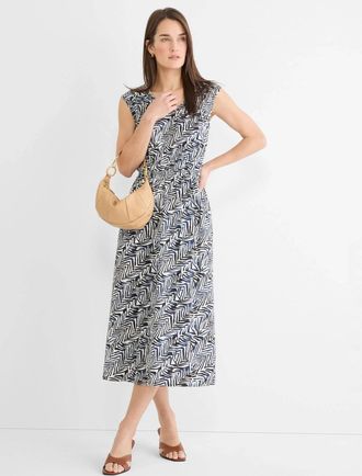 Nic+Zoe Inked Lines Deirdre Dress In Indigo Multi
