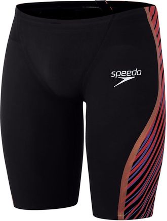 Speedo Mens Stripe Patterned Pre Intent Jammer Short in Black/Red - Size 28 (Waist)