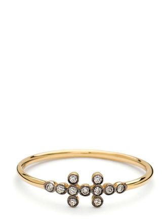 Yannis Sergakis 18kt yellow gold Charnières H diamond ring - women - 18kt Yellow Gold/White Diamond/Black Rhodium - 51