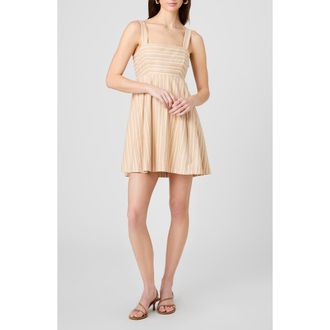 French Connection Stripe Linen Blend Minidress in Sandlot Stripe at Nordstrom, Size X-Large