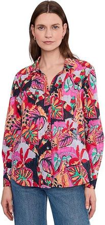 Nic+Zoe Kauai Garden Cotton Crinkle Shirt Womens Clothing Red : MD