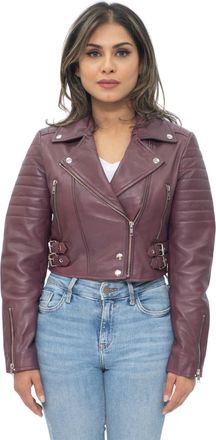 Infinity Leather Womens Cropped Brando Leather Biker Jacket-Damascus