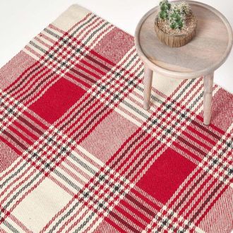 Homescapes Homescapes - Walker Red Tartan Check Non-Slip 100% Wool Rug, 120 x 170 cm
