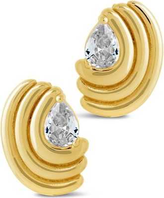 Sterling Forever 14K Plated Cz Kouign Amann Studs
