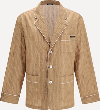 Dolce & Gabbana Vanity Shirt-style robe in froiss&eacute; striped fabric Male 50