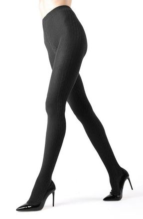 MeMoi Cable Stitch Sweater Tights in Dark Gray Heather at Nordstrom, Size Medium