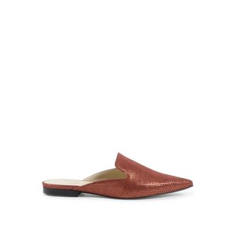 19V69 Mules, female, Brown, Size: 7 US Brown Leather PointedToe Mules SlipOn