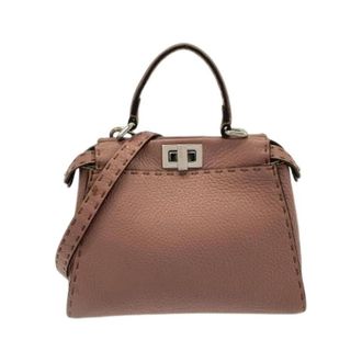 Fendi Pre-owned Selleria Peekaboo Mini Calf Handbag - Dames - Vintage Mini Tas - Roze - ONE Size - Leer - Vintage