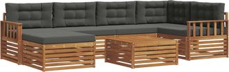 vidaXL Conjunto De Sof&aacute;s De Exterior 7 Uds. Natural Y Antracita Vidaxl