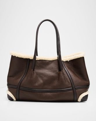 Bottega Veneta Shearling & Two-Tone Leather Shoulder Bag