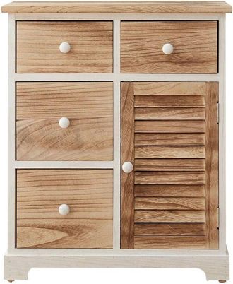 Mobili Rebecca Rebecca Mobili Cajonera Blanco Madera Natural 4 Cajones 1 Puerta 70x60x30