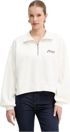 Pinko Sweatshirt met Hart en Pinkotini Print - Dames - Sweatshirts - Wit - S - Katoen - Hoodies & sweatvesten