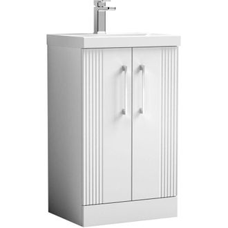 Nuie Nuie - Deco Floor Standing 2-Door Vanity Unit with Basin-3 500mm Wide - Satin White