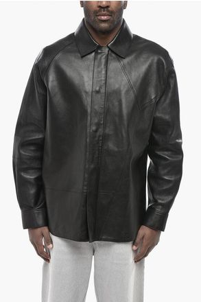 Loewe Leather Overshirt PUZZLE With Hidden Placket size 50