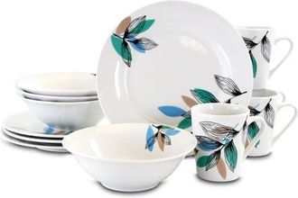 Gibson Home Vineyard 12 Piece Round Fine Ceramic Dinnerware Set in White at Nordstrom